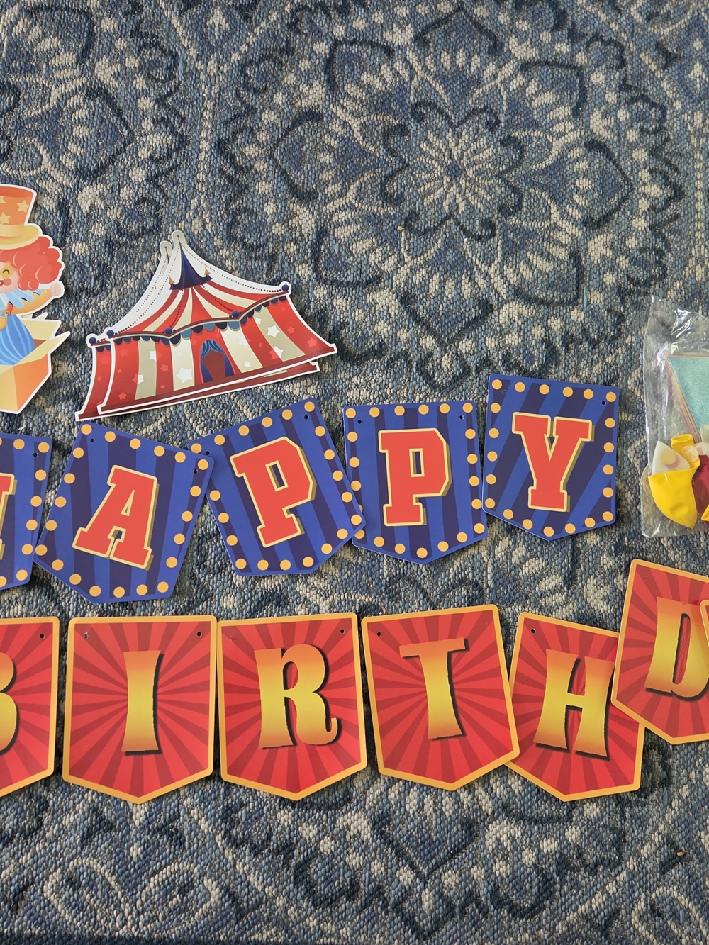 Carnival Circus Happy Birthday Banner - Red & Blue